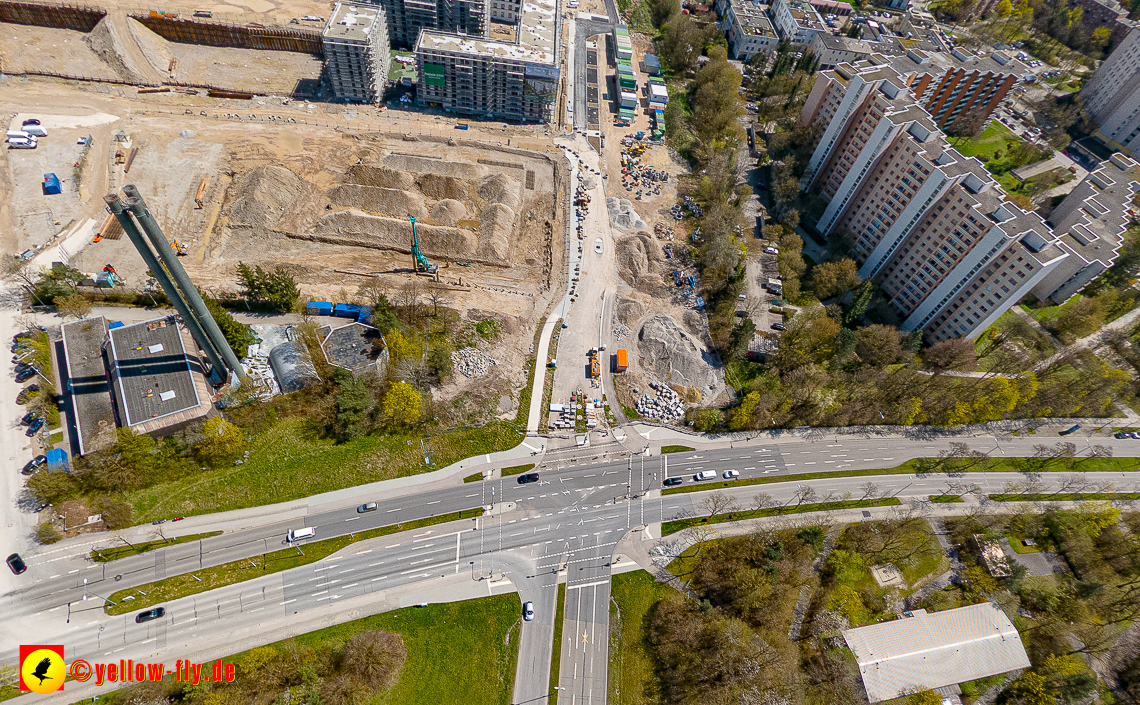 21.04.2023 - Luftbilder von der Baustelle Alexisquartier und Pandion Verde in Neuperlach